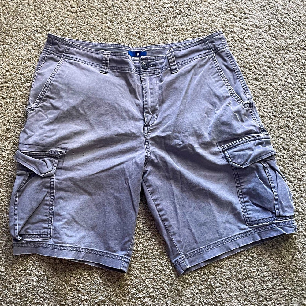 Men 34 Gray Cargo Shorts Cotton Canvas skater Streetwear gorpcore baggy thrash